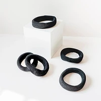 GIMME Hair Bands for Thick Hair, Black, 5 Ct, No Breaks, Seamlessly Soft!