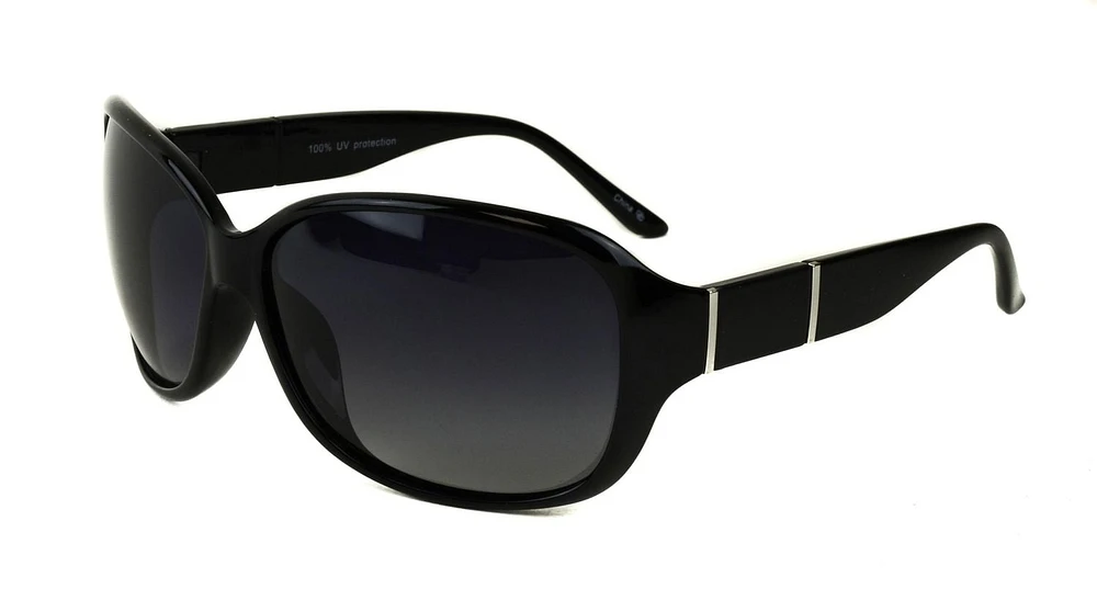 George Womens Polarized Square Black Sunglasses