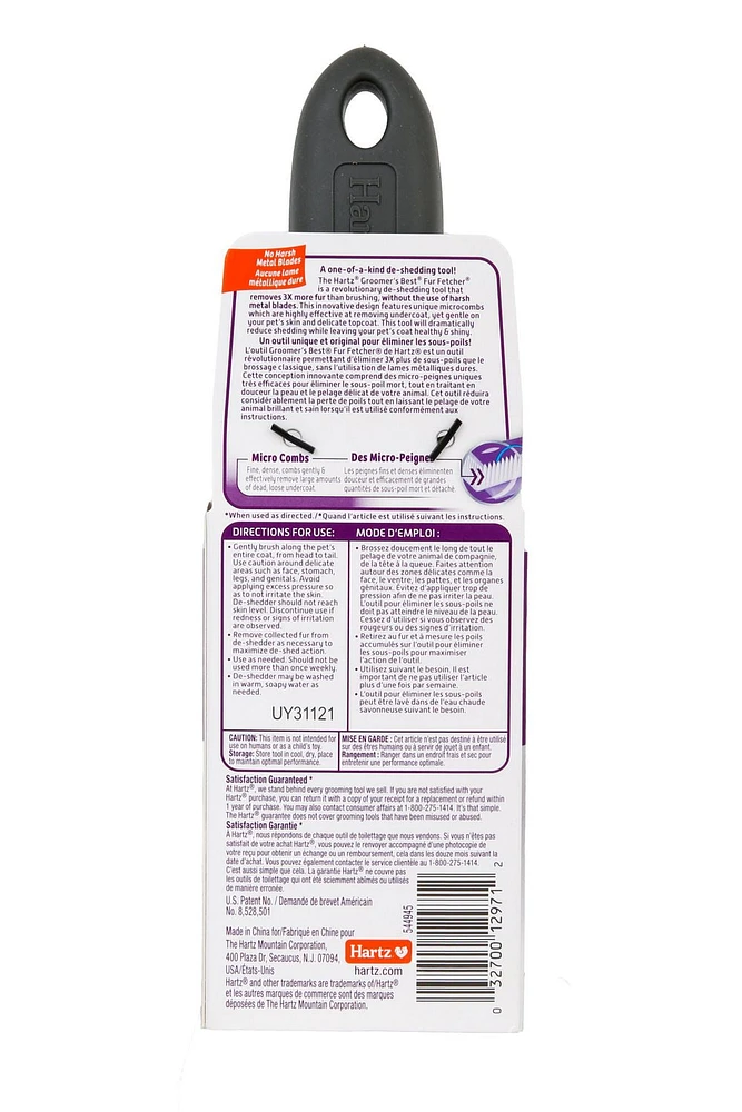 Hartz Groomers Best Fur Fetcher De-Shedder pour chats Outil de démuage Hartz pour chats
