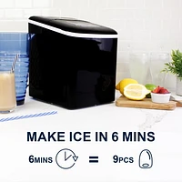 Koolatron Compact Countertop Ice Maker, 9pcs Cubes Ready in 6 Mins, 26lbs of ice in 24 hours with Digital Controls and LED Indicators