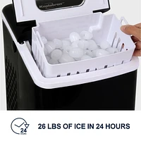 Koolatron Compact Countertop Ice Maker, 9pcs Cubes Ready in 6 Mins, 26lbs of ice in 24 hours with Digital Controls and LED Indicators