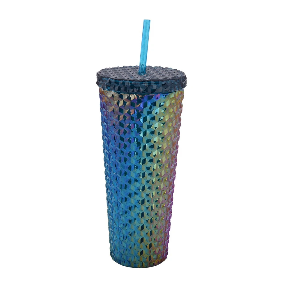 Mainstays Blue Plastic Luster Tumbler