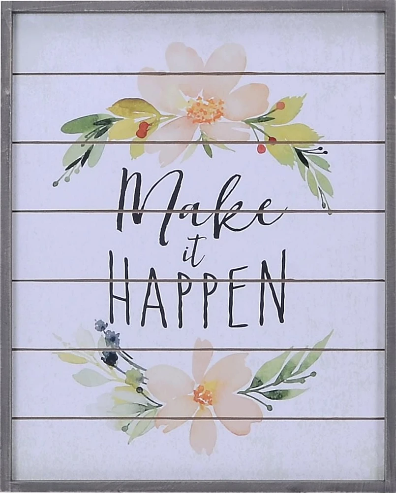 hometrends Make It Happen Printed Plank Art