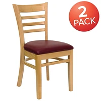 2 Pk. HERCULES Series Ladder Back Natural Wood Restaurant Chair