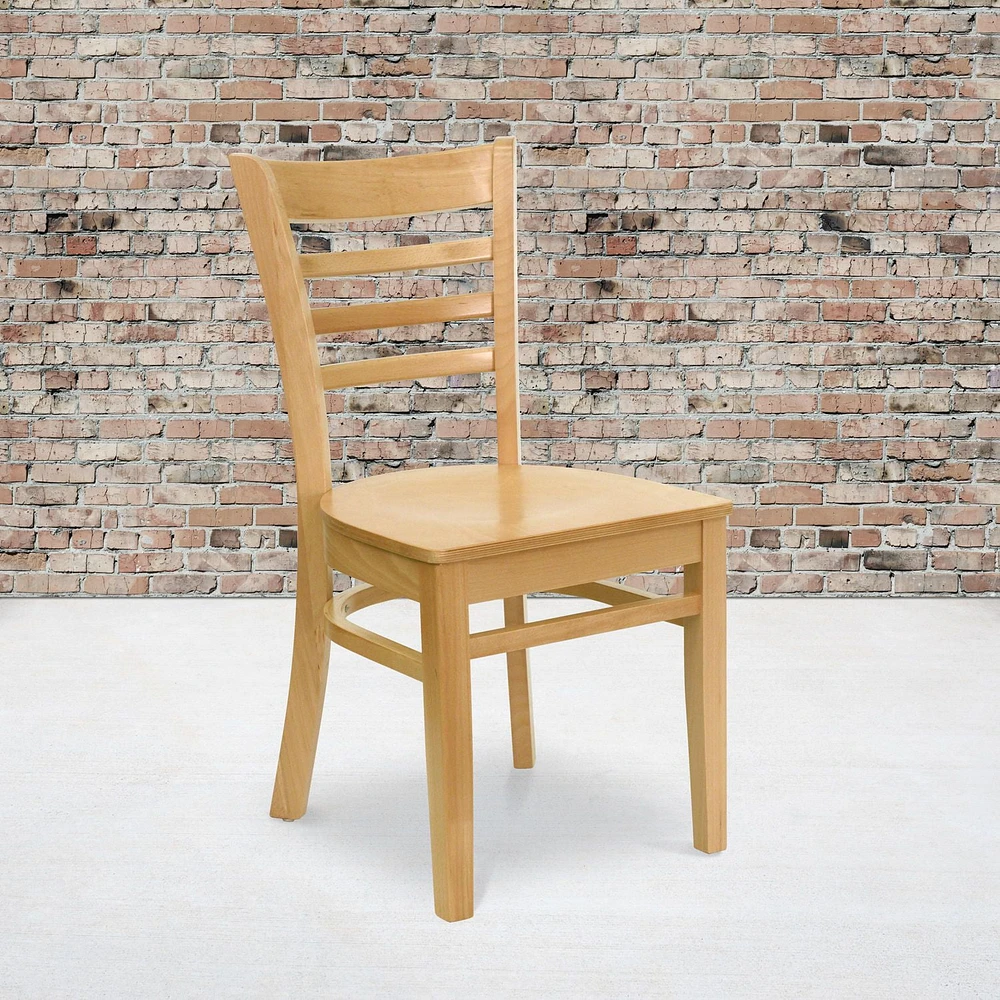 2 Pk. HERCULES Series Ladder Back Natural Wood Restaurant Chair