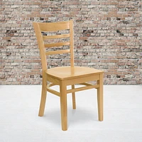 2 Pk. HERCULES Series Ladder Back Natural Wood Restaurant Chair