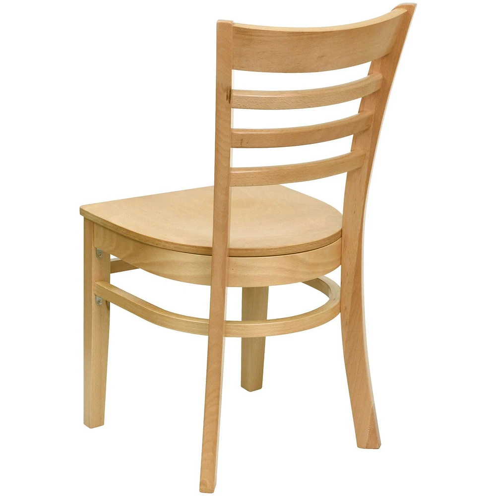 2 Pk. HERCULES Series Ladder Back Natural Wood Restaurant Chair