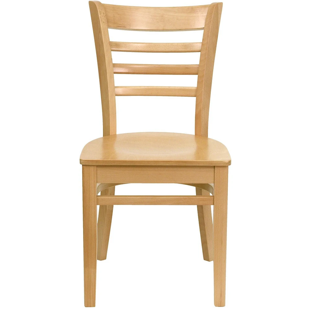 2 Pk. HERCULES Series Ladder Back Natural Wood Restaurant Chair