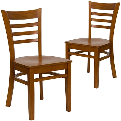 2 Pk. HERCULES Series Ladder Back Cherry Wood Restaurant Chair