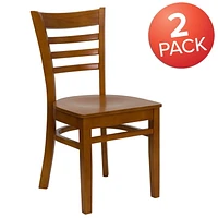 2 Pk. HERCULES Series Ladder Back Cherry Wood Restaurant Chair