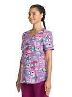 Scrubstar Women's Love is Smurf V-Neck Print Scrub Top