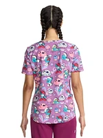 Scrubstar Women's Love is Smurf V-Neck Print Scrub Top
