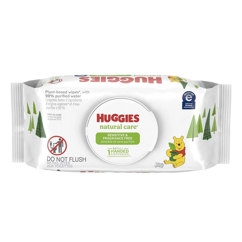 Huggies Natural Care Sensitive Baby Wipes, UNSCENTED, 1 Flip Top Pack, 56 Wipes, 56 Wipes