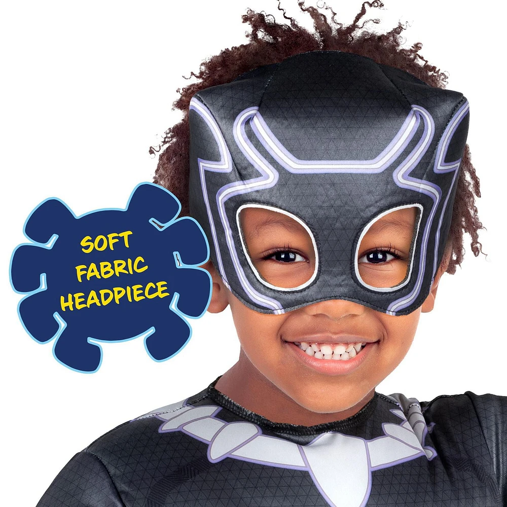 MARVEL’S BLACK PANTHER TODDLER COSTUME - Muscle Chest Jumpsuit with Fabric Mask 