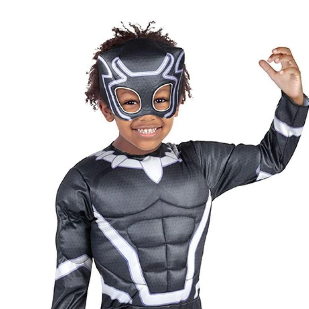 MARVEL’S BLACK PANTHER TODDLER COSTUME - Muscle Chest Jumpsuit with Fabric Mask 