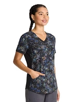 Scrubstar Women's Pastel Garden V-Neck Print Scrub Top