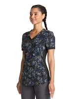 Scrubstar Women's Pastel Garden V-Neck Print Scrub Top