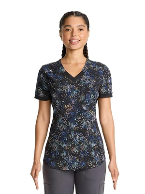 Scrubstar Women's Pastel Garden V-Neck Print Scrub Top