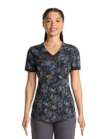 Scrubstar Women's Pastel Garden V-Neck Print Scrub Top