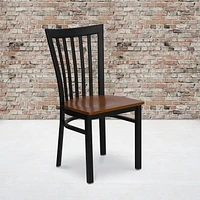 2 Pk. HERCULES Series Black School House Back Metal Restaurant Chair - Cherry Wood Seat