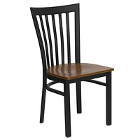 2 Pk. HERCULES Series Black School House Back Metal Restaurant Chair - Cherry Wood Seat