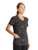 Scrubstar Women's Geo V-Neck Print Scrub Top