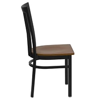 2 Pk. HERCULES Series Black School House Back Metal Restaurant Chair - Cherry Wood Seat