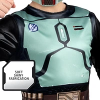 STAR WARS BOBA FETT YOUTH COSTUME - Poly Jersey Jumpsuit with Printed Design and 3D Helmet Mask