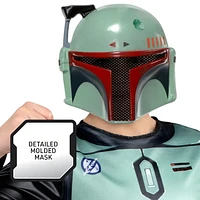 STAR WARS BOBA FETT YOUTH COSTUME - Poly Jersey Jumpsuit with Printed Design and 3D Helmet Mask