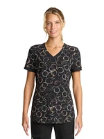 Scrubstar Women's Geo V-Neck Print Scrub Top