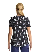 Scrubstar Women's Puppy Play V-Neck Print Scrub Top