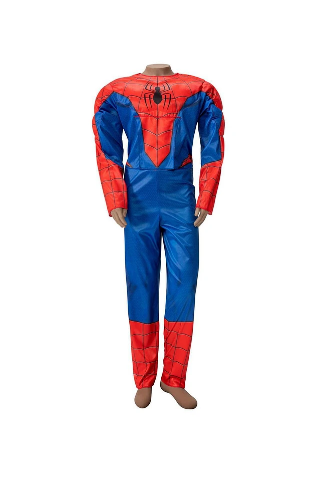 MARVEL Adaptive Spider-Man Youth Costume - Printed Jumpsuit with Tube Access, Roomier Legs, and Fabric Half Mask