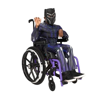 MARVEL Adaptive Black Panther Youth Costume - Printed Jumpsuit with Tube Access, Roomier Legs, and Fabric Half Mask