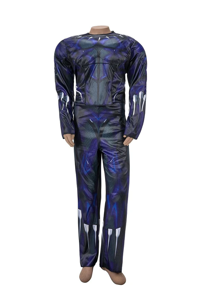 MARVEL Adaptive Black Panther Youth Costume - Printed Jumpsuit with Tube Access, Roomier Legs, and Fabric Half Mask