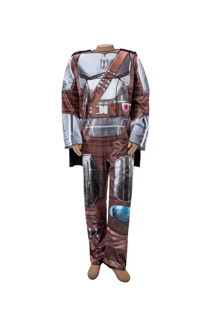 STAR WARS Adaptive The Mandalorian Youth Costume - Printed Jumpsuit with Tube Access, Roomier Legs, and 3D Plastic Mask