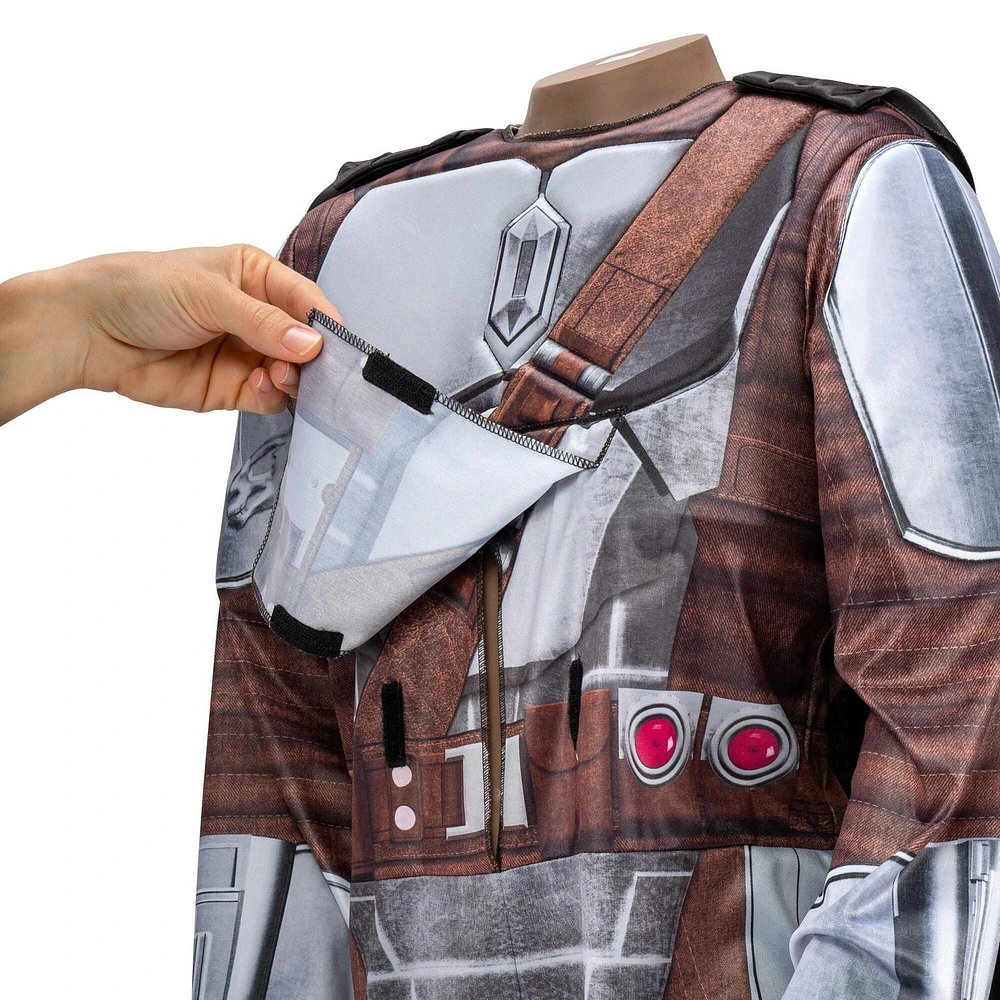 STAR WARS Adaptive The Mandalorian Youth Costume - Printed Jumpsuit with Tube Access, Roomier Legs, and 3D Plastic Mask