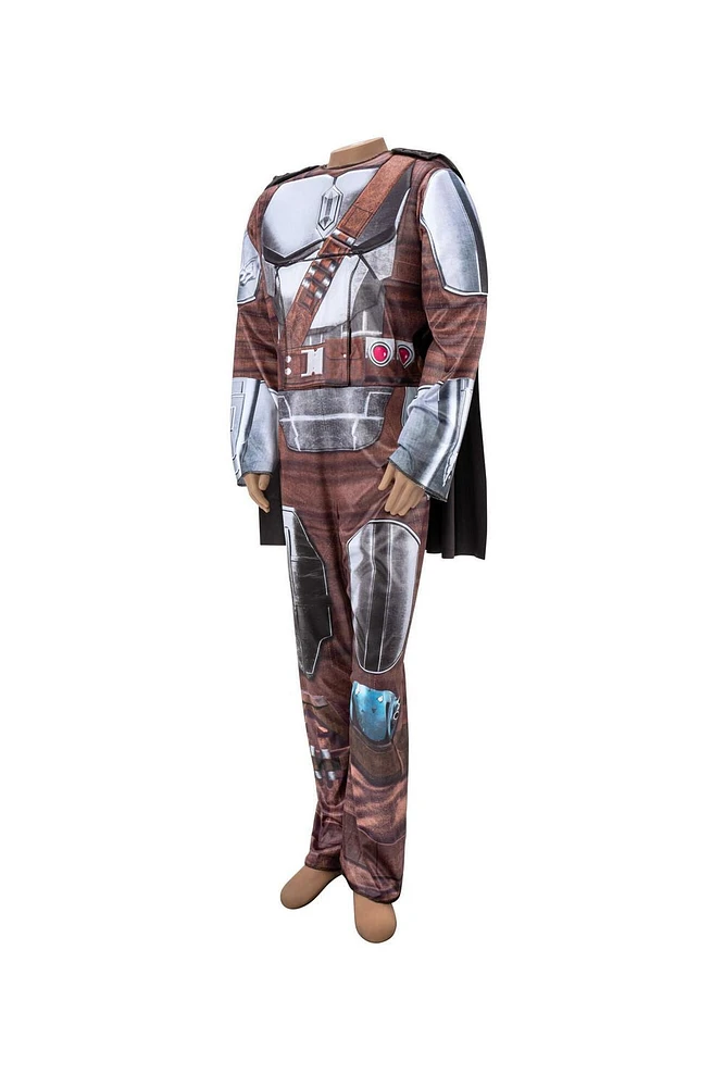 STAR WARS Adaptive The Mandalorian Youth Costume - Printed Jumpsuit with Tube Access, Roomier Legs, and 3D Plastic Mask