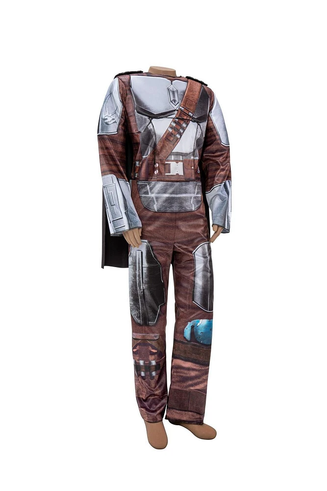 STAR WARS Adaptive The Mandalorian Youth Costume - Printed Jumpsuit with Tube Access, Roomier Legs, and 3D Plastic Mask