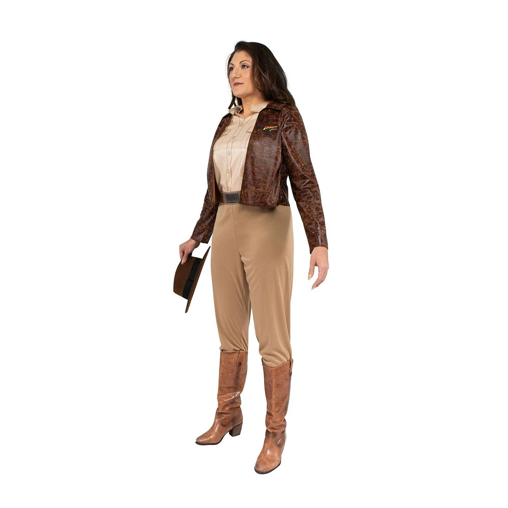 Adult Women's INDIANA JONES Costume - Shirt and Jacket with Logo, Pants, Buckled Belt