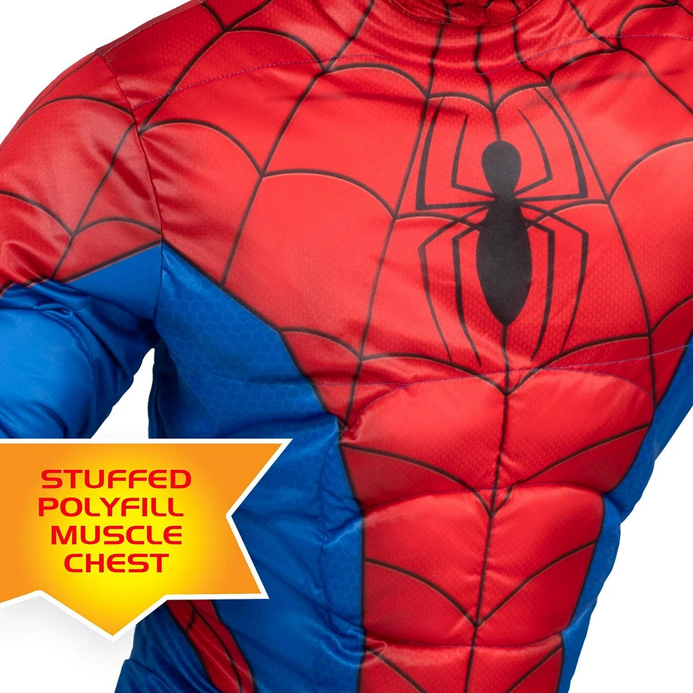 MARVEL’S SPIDER-MAN QUALUX COSTUME (ADULT) - Poly Jersey Jumpsuit Stuffed with Polyfill and Fabric Mask