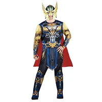 MARVEL Adult Thor Costume - Printed Jumpsuit with Special Padding, Cape, and 3D Plastic Mask