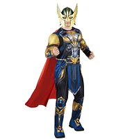 MARVEL Adult Thor Costume - Printed Jumpsuit with Special Padding, Cape, and 3D Plastic Mask