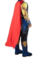 MARVEL Adult Thor Costume - Printed Jumpsuit with Special Padding, Cape, and 3D Plastic Mask