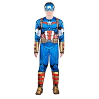 MARVEL Adult Captain America Costume - Padded Jumpsuit and 3D Plastic Mask