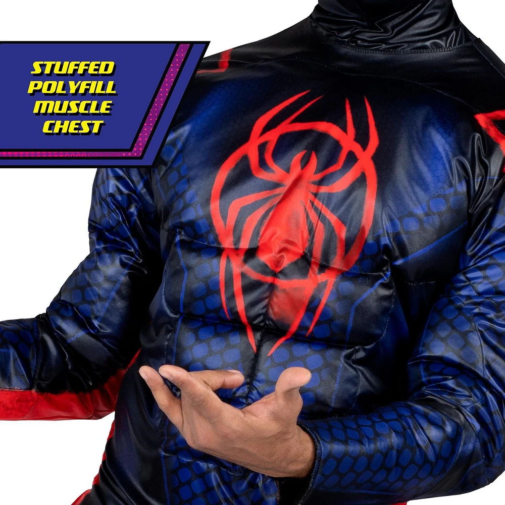 MARVEL’S MILES MORALES QUALUX COSTUME (ADULT) - Poly Jersey Jumpsuit Stuffed with Polyfil and Fabric Mask