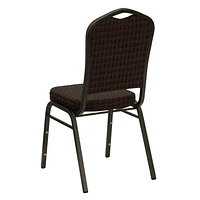 4 Pk. HERCULES Series Crown Back Stacking Banquet Chair in Brown Patterned Fabric - Gold Vein Frame