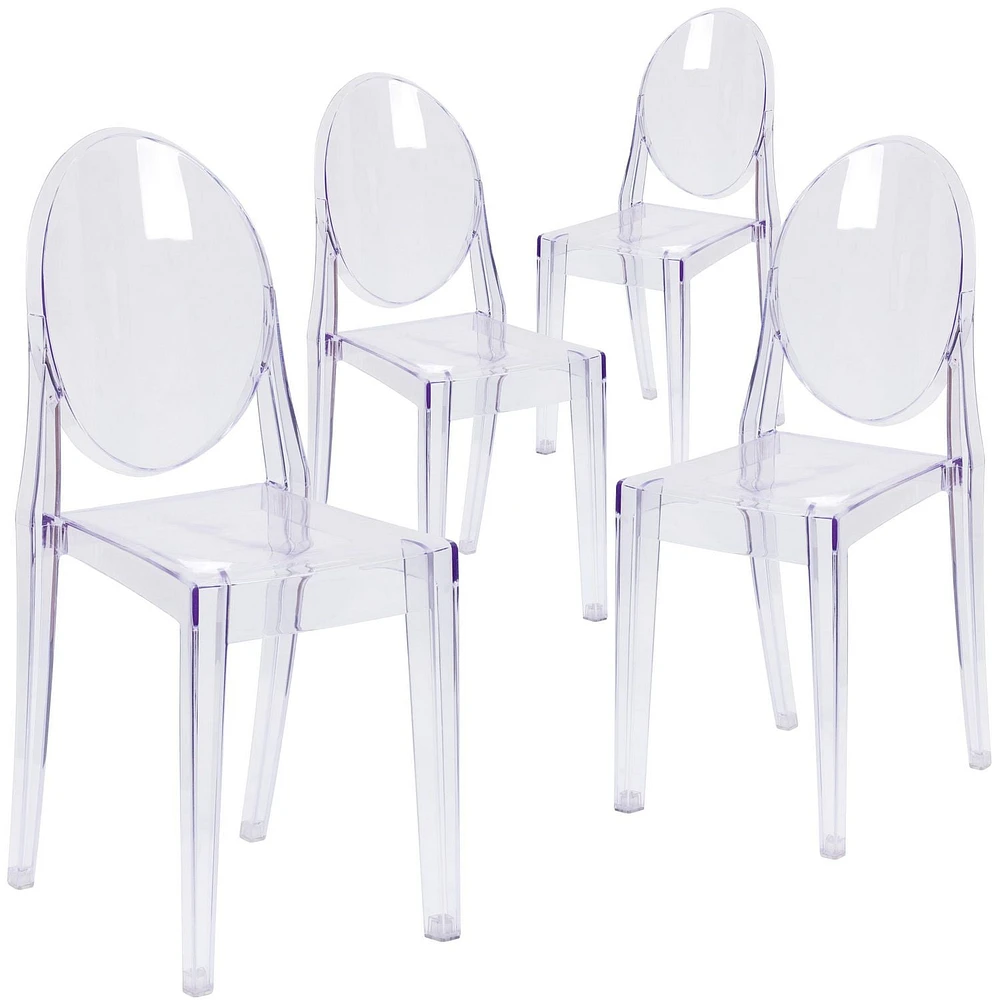 4 Pk. Ghost Side Chair in Transparent Crystal