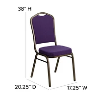 4 Pk. HERCULES Series Crown Back Stacking Banquet Chair in Purple Fabric - Gold Vein Frame