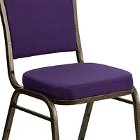 4 Pk. HERCULES Series Crown Back Stacking Banquet Chair in Purple Fabric - Gold Vein Frame