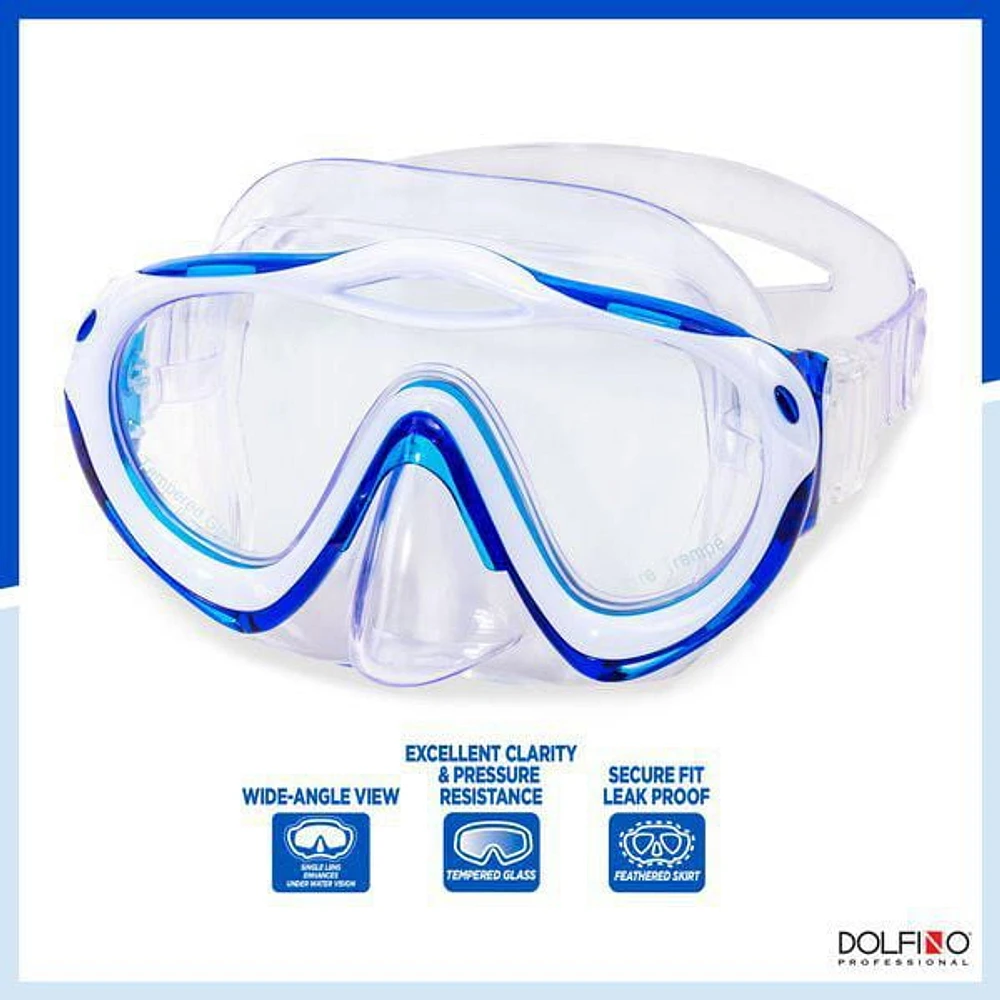 Dolfino Pro Manta Pro Youth Mask and Snorkel Combo - Blue / White